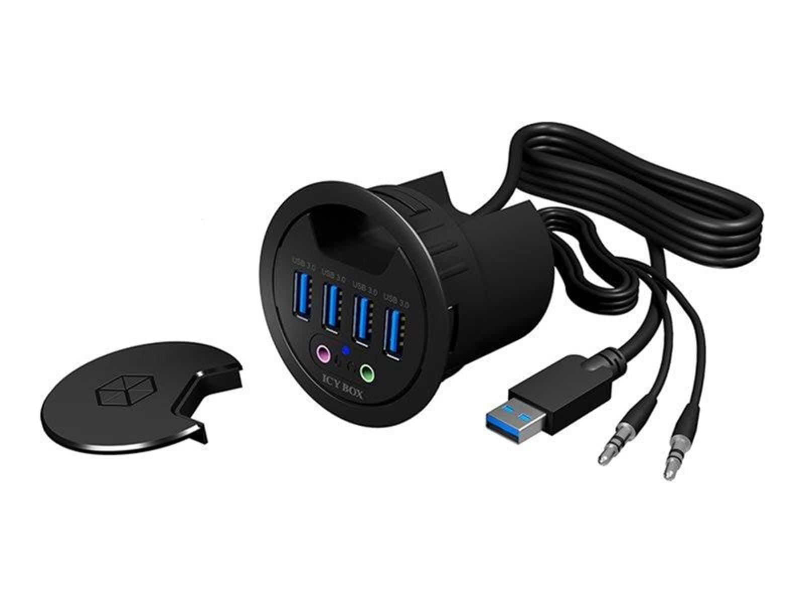 ICY BOX 4 Port HUB - USB 3.0 USB hub - USB 3.0 - 4 ports - Sort