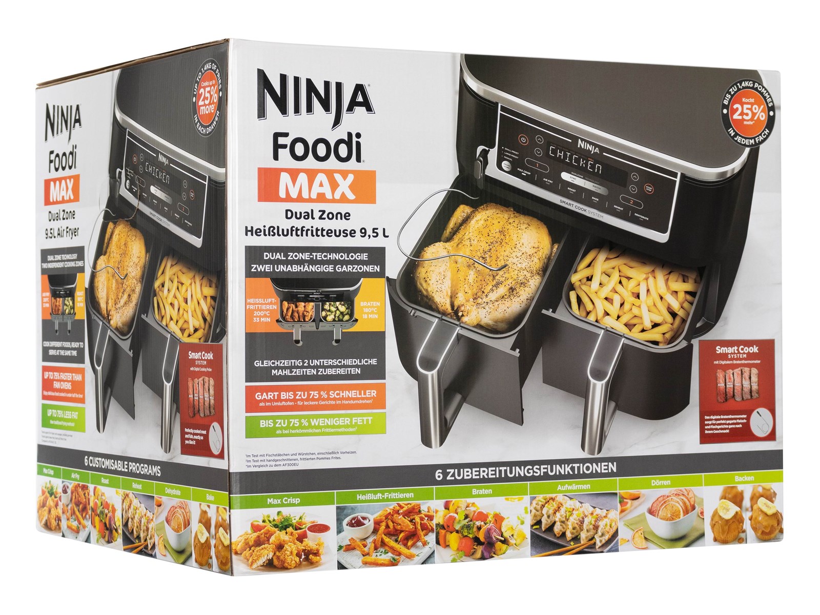 Ninja AF451EU Air Fryer - 9.5 Liter Single Basket, 2470W, Digital, Black