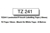 Papir, Fotopapir og Etiketter - Brother Tape brother sort/hvid tze 241 18 mm - TZ241