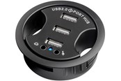 USB hub - Pro 3 port USB 2.0 Hi Speed In-Desk HUB + audio USB hub - 3 ports - Sort - 4040849938948