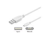 USB kabel - Pro USB-A <-> USB Micro-B - 1m - Hvid - 4040849961939