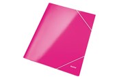 Mapper og Clipboards - Leitz 3-klap elastikmappe WOW A4 Pink - 3982-00-23