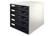 Skrivebordstilbehør - Leitz Skuffekabinet Post og Form set - 5 skuffer A4 Sort - 52800095