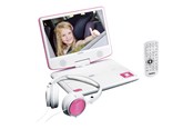 Blu-Ray & DVD-afspiller - Lenco DVP-910PK - Portable 9" DVD player with USB headphones and mounting bracket - Pink/White - DVP910PINK