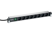 Rack skabe - LK Actassi 19'' powerpanel 8 stik 2 pol med jord og afbryder 1HE, koksgrå - VDIG162841