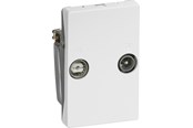 Lauritz Knudsen - LK FUGA antenneudtag TV og R slutdåse T2 2 stik type TD260E, hvid - 508D6202