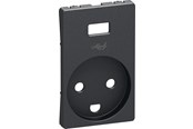 Lauritz Knudsen - LK FUGA afdækning til stikkontakt med jord og 5V USB-lader 1½ modul, koksgrå - 536D8701