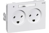 Lauritz Knudsen - LK CLIC'LINE stikkontakt dobbelt vandret EDB 2-pol med jord med lampe 230V, hvid - 501F6222