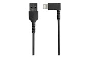 Skærmkabel - StarTech.com 2m 6.6ft Angled Lightning to USB Cable - MFI Certified - Black - Lightning cable - Lightning / USB - 2 m - RUSBLTMM2MBR