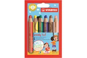Hobby artikler - STABILO   woody 3 in 1 sæt med 6 farver. 3 i 1 blyanten med farveblyant, vandfarve og vokskridt i samme blyant - 4006381117388
