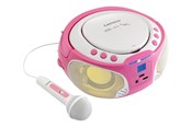 DAB, netværks- og clockradio - Lenco SCD-650 - Portable FM Radio CD/MP3/USB Microphone & Light Effects - Pink - FM - Stereo - Pink - SCD-650P