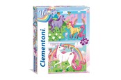 Puslespil - Clementoni 2x20 pcs. Puzzles Kids SuperColors Unicorn Floor - 24754