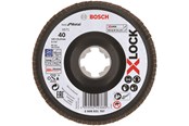 Vinkelsliber - Bosch X-LOCK-lamelslibeskiver, vinklet udførsel, på bæreskive i kunststof og en diameter på 125 mm, G 60, X571, Best for Metal, 1 stk. D = 125 mm; G = 40, vinklet - 2608621767