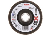 Vinkelsliber - Bosch X-LOCK-lamelslibeskiver, vinklet udførsel, på bæreskive i kunststof og en diameter på 125 mm, G 60, X571, Best for Metal, 1 stk. D = 125 mm; G = 80, vinklet - 2608621769