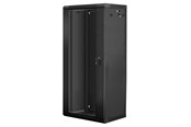 Rack skabe - Lanberg WF01-6427-10B Rack Cabinet 19" Wall Mount 27U 600x450mm (Flat Pack) Glass Door Black RAL9004 - WF01-6427-10B