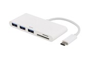 USB hub - Deltaco USB 3.1 Gen 1 hub USB-C 3USB A SD/micro USB hub - 3 ports - Hvid - USBC-HUB