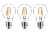 Lyskilder - Philips LED pære Classic Standard 8,5W/827 (75W) Klar 3-pak E27 - 929002025493