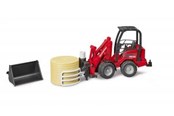 Legetøjsbil - Bruder Schäffer Compact loader 2630 with bale gripper and 1 bale toy - 02192