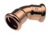 Pressrør og fittings - Vsh Fabrieken Bøjning vsh 45° muffe/muffe 18 mm cu - 38413