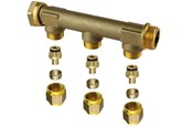 Pex-systemer - Uponor aqua plus fordelerrør med omløber wtr pex dr 3/4mt/sn 3x15c/c50 mm - 1067754