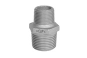 Gevindfittings - +GF+ Brystnippel sort reduktion 1/4 x 1/8 - 770245115