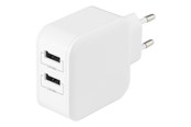 Mobil - Adaptere & Opladere - Deltaco Wall charger with dual USB-A ports 4.8 A. - USB-AC175