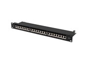 Netværkstilbehør - Lanberg Patch Panel 24-Port 1U 19" CAT.7 FTP with Cable Organizer Shielded Black - PPS7-1024-B