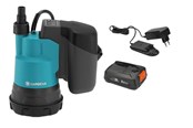 Dyk/Trykpumper - Gardena Batteridrevet Dykpumpe 2000/2 18V P4A til rent vand sæt - 14600-20