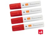 Konference & Præsentation - Nobo  Glide whiteboard marker bred skrå spids 10 mm hurtigttørrende blæk, pakke/4 stk. Rød - 1915390