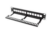 Netværkstilbehør - Lanberg PPKS-9112-B Patch Panel Blank 12-Port 1U with Organizer for Keystone Modules Black - PPKS-9112-B