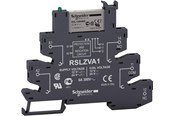 Komponenter til tavler og kasser - Schneider Electric Komplet 6,2mm stikbensrelæ med skrueklemmer, 1c/o 6a, agsno2 kontaktsæt, 24vac/dc forsyning - RSL1PVBU