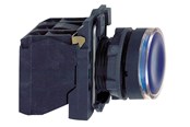 Trykknapper og signalenheder - Schneider Electric Harmony lampetryk komplet med led og plan trykflade med fjeder-retur i blå farve 24vac/dc forsyning 1xno+1xnc, xb5aw36b5 - XB5AW36B5