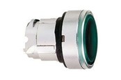 Trykknapper og signalenheder - Schneider Electric Harmony lampetrykhoved i metal for led med fjeder-retur og plan trykflade i grøn farve - ZB4BW333