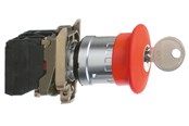 Trykknapper og signalenheder - Schneider Electric Harmony nødstop komplet med ø40 mm paddehoved i rød farve med tryk/drej funktion med nøgle (ronis 455) og 1xno+1xnc, xb4bs9445 - XB4BS9445