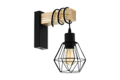 Lamper - EGLO TOWNSHEND 5 væglampe, sort/brun - 44078