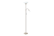 Lamper - EGLO UP 2 gulvlampe, børstet stål/hvid - 82842