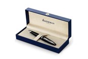 Skrive- og Tegneværktøjer - Waterman Carène Black Sea Ballpoint Pen | Højglans sort med palladiumbelagt kant | Medium punkt med blå blækpatron | Gaveæske - S0293950