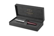 Skrive- og Tegneværktøjer - Parker PARKER Sonnet fyldepen | førsteklasses metal og rød satin-lakering med detaljer i krom | fin 18k guldspids med sort blækpatron | gaveæske - 2119650