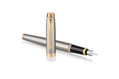 Skrive- og Tegneværktøjer - Parker IM-fyldepen, børstet metal, medium spids med patron med blå blæk, gaveæske - 1931656