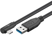 USB kabel - Pro USB-A <-> USB-C - 90° - 3m - USB 3.2 Gen 1 - Sort - PUSB3.2G1-AC-1x90-BLK-3M