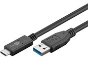 USB kabel - Pro USB-A <-> USB-C - 0.5m - USB 3.2 Gen 2 - Sort - PUSB3.2G2-AC-BLK-0.5M