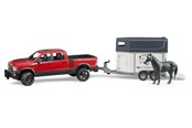 Legetøjsbil - Bruder RAM 2500 Power Wagon with horse trailer and horse - 02501