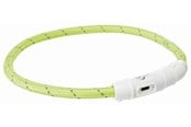 Hunde - Trixie Flash Light Ring USB Illuminated Dog Safety Collar Green Size L-XL 7mm 65cm - TX12702