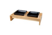 Hunde - Trixie Bowl set ceramic/wood 2 × 0.4 l/13 × 13 cm/36 × 7 × 19 cm black - TX24821