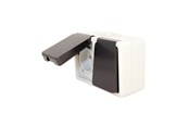 Afbrydermateriel - Gripo Stikkontakt dobbelt IP54 vandret, Sort/grå - 5709119079857