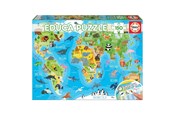 Puslespil - Educa 150 World Map Animals 3D Puslespil - 018115