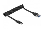 Netværksadapter (netkort, printserver mv.) - DeLOCK USB 3.1 Gen 2 Coiled Cable Type-A male to Type-C male - 85349