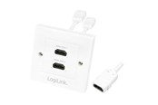 Netværkstilbehør - LogiLink AH0015 HDMI wall plate 2-port with 2x HDMI-A cable F/F 4K/30 Hz white - AH0015
