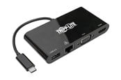 Dockingstation - Tripp Lite USB 3.1 Gen 1 USB-C Adapter Converter Thunderbolt 3 Compatible 4K @ 30Hz - HDMI VGA USB-A Hub Port and Gigabit Ethernet Black - docking station - USB-C 3.1 - VGA HDMI - GigE - U444-06N-HV4GUB