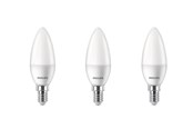 Lyskilder - Philips LED pære Kerte 4,9W/827 (40W) Mat 3-pak E14 - 929003541193